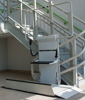 Savaria Omega Inclined Platform Lift installed in a stairwell