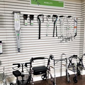 Selection of mobility products inside Philadelphia Marx Medical store