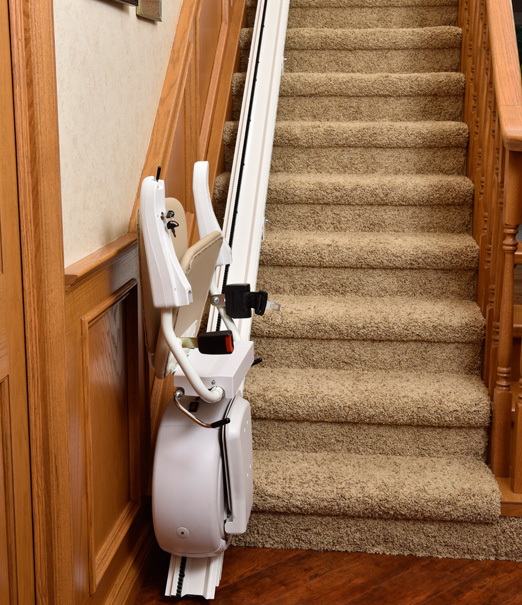 Savaria K2 Straight Stair Lift in the folded position